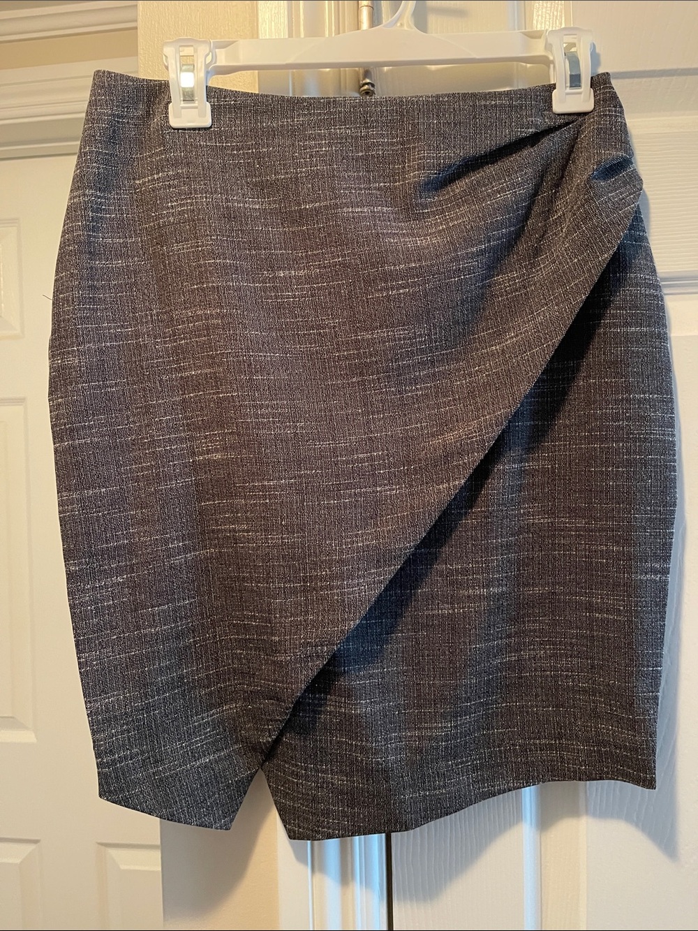 Gray Textured Wrap Pencil Skirt - Women's Professional Skirt